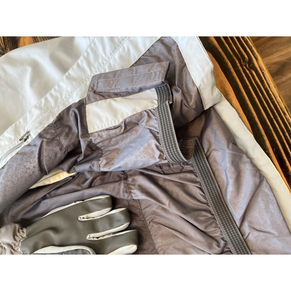 The North Face Women’s LG HyVent Hooded Jacket + Gloves Gray Winter Ski Coat - Picture 4 of 11